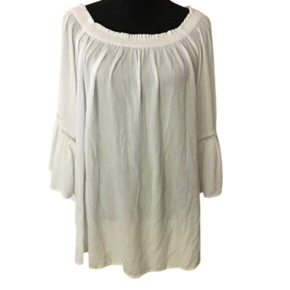 Blue Island Swim Cover Up White Tunic with Bell Sleeve Size XL - Picture 1 of 6